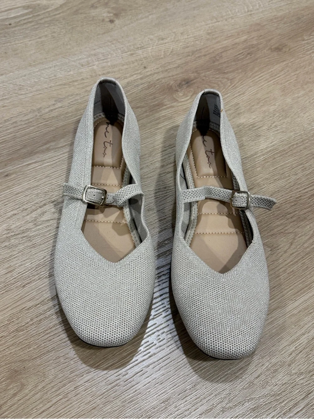 Mee too Women's Cream Mary Jane Flats with Buckle Strap